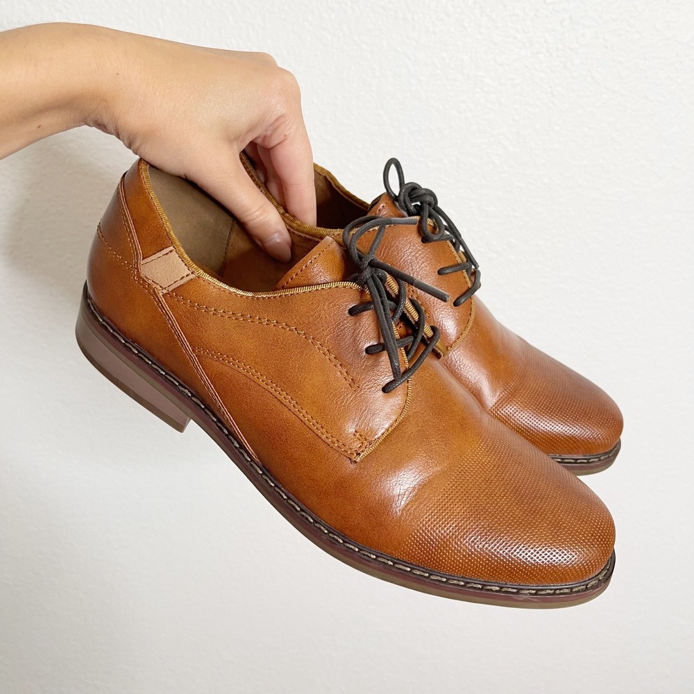 Freeman Rance 11-7 Mens Cognac Brown Perforated Cap Toe Derby Shoes Size 6M